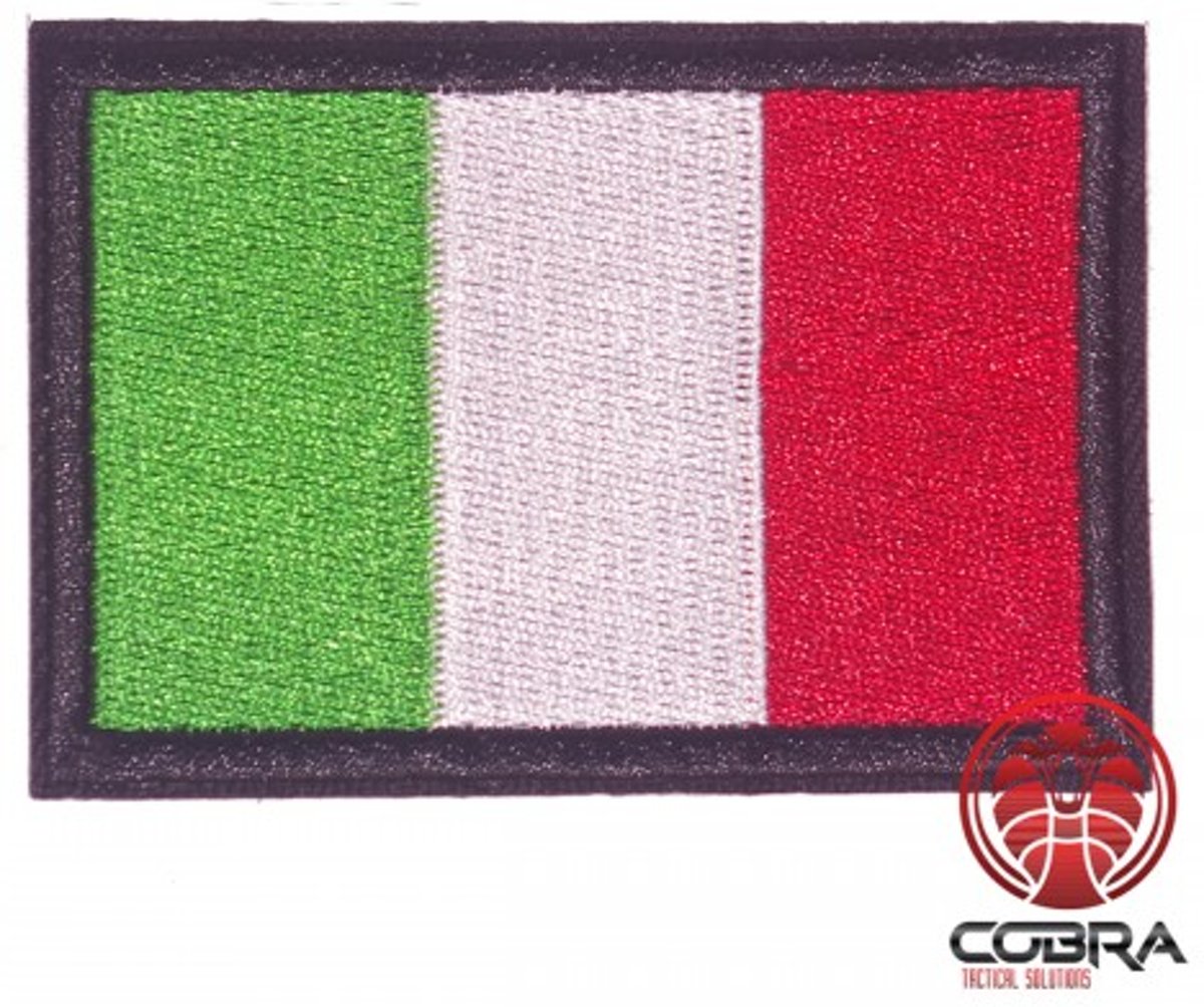 Vlag Italië met zwarte rand geborduurde patch | Strijkpatches | Military Airsoft